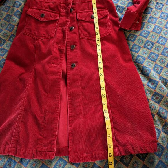 Vintage red corduroy duster jacket Sz XS - Picture 4 of 8